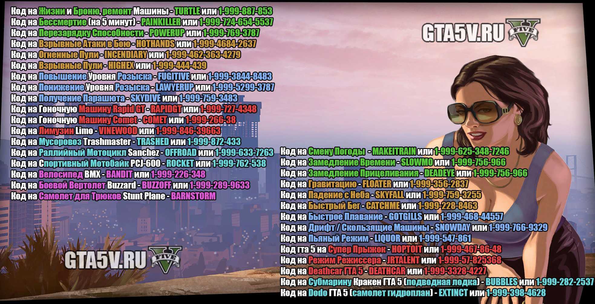 Читы и коды для gta 5 pc: получение редких машин, оружия, бессмертия в сюжетной игре
